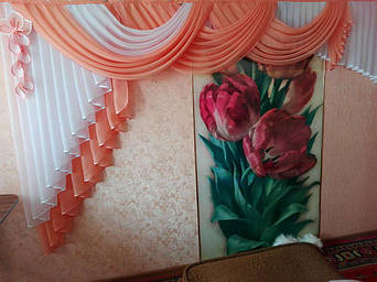 Ламбрекен в зал на карниз 3 метра для Клиента из Олевска.