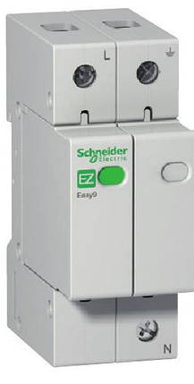 Пристрій захисту від імпульсних перенапруг Schneider Electric Easy9 1P+N, 20кА, 10кА, 1,3кВ для ІТ-обладнання, фото 1