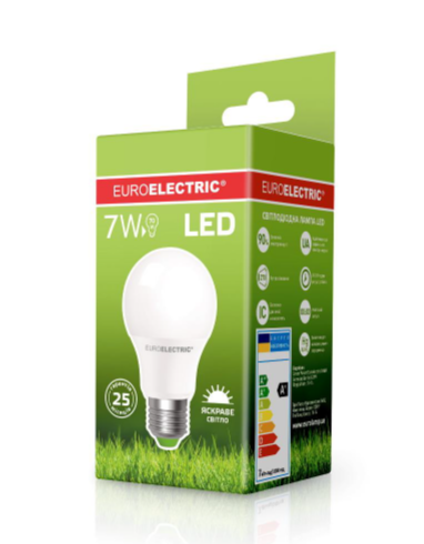 Лампа EUROELECTRIC LED 7w 4000K E27 A60 07274 (EE) класична