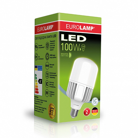 Лампа EUROLAMP HP-LED 100w 6500K E40 10406 надпотужна