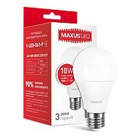 Лампа MAXUS світлодіодна A 60 220v 10w 3000K E27 1-LED-775