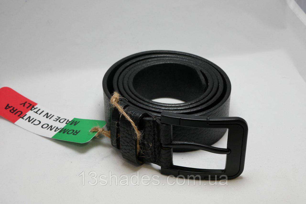 Ремінь шкіряний чоловічий, чорний, фото 1