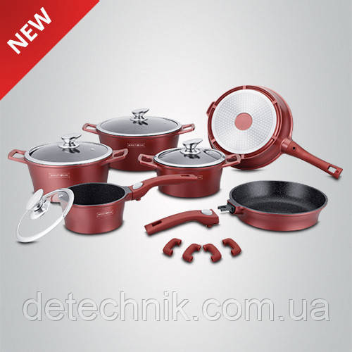 Набір каструль Royalty Line RL-ES2014M Burgundy 14pcs