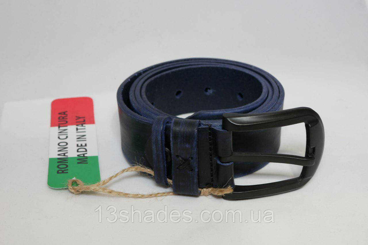 Ремінь шкіряний чоловічий, синій, фото 1