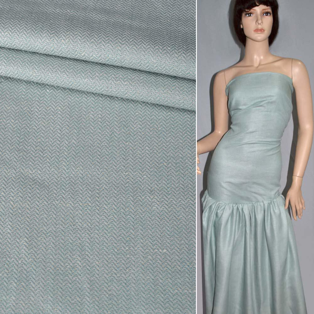 Вовна костюмна з льоном блідо-блакитна в "ялинку", ш.160