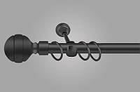 Черный матовый Карниз для штор металлический, однорядный 19 мм (комплект) Калисто 320 см (стык труб)