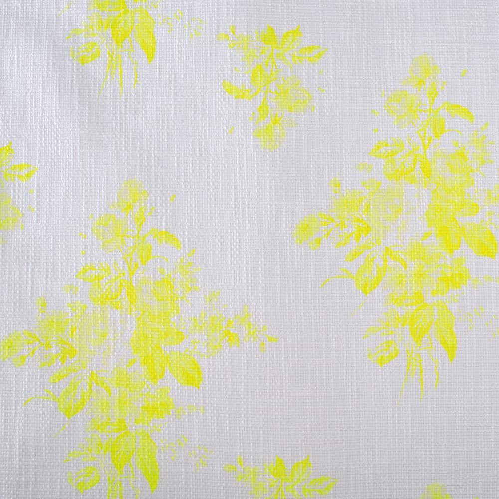 Рогожка костюмна бавовняна біла в яскраві жовті квіти ш.148