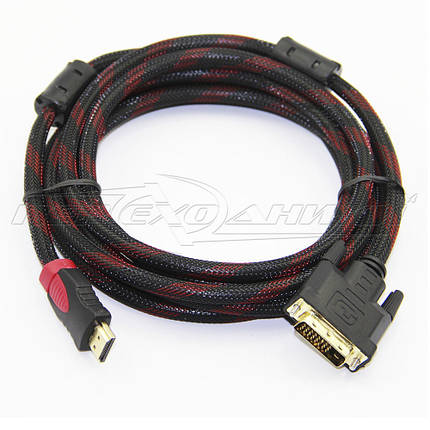 Кабель HDMI - DVI (24+1), з феритами в обплетенні, 10 м, фото 2