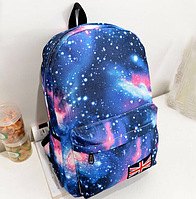 Стильный школьный рюкзак подростковый Космос Галактика синего цвета