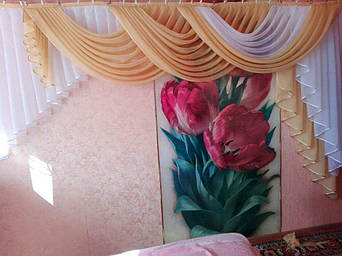 Ламбрекен для зала 3 метра персиковый правосторонний (Боярка) 1