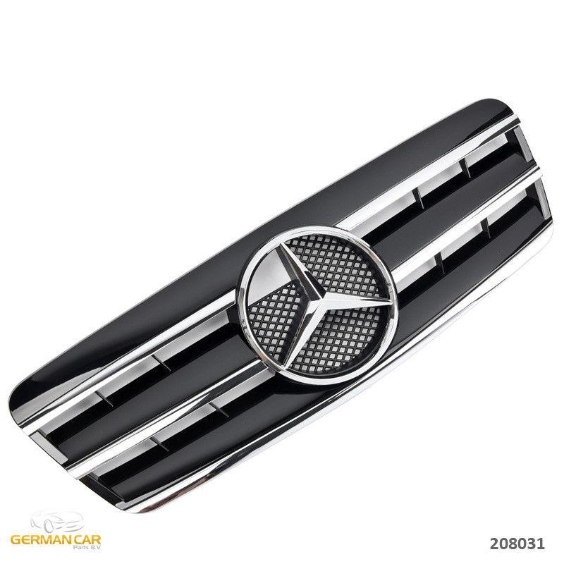 Решітка радіатора Mercedes W208 CLK стиль AMG (чорний + хром смужки)