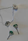 Срібні сережки-вкрутки з зеленим каменем, фото 4