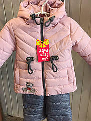 Дитячий демісезонний комбінезон на дівчинку розміри 80, колір ПУДРА