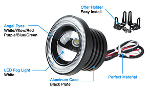 LED протитуманні фари 10w, 76 мм з ангельськими очками (2шт) Код.58919, фото 2