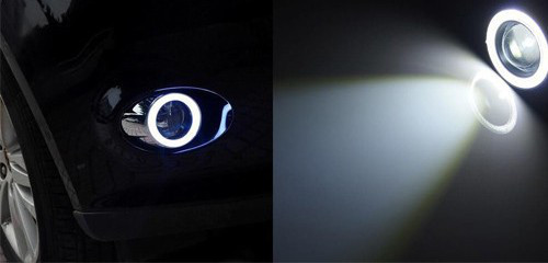 Противотуманные LED фары 10w, 76 мм с ангельскими глазками (2шт) Код.58919 - фото 4 - id-p546551208
