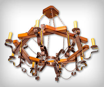 Люстра підвісна Восьмигранник свічка 0405-4 коричнева