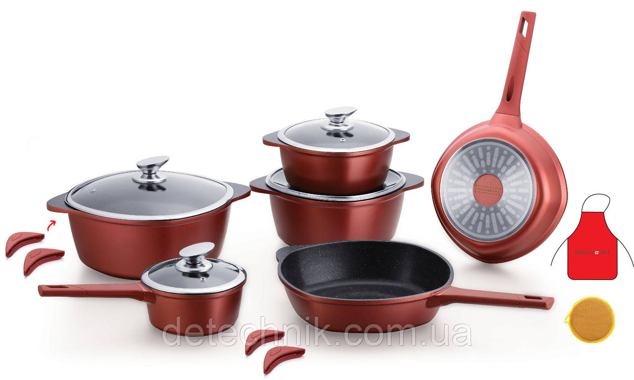 Набір каструль Royalty Line RL-SS1016M Burgundy 16pcs