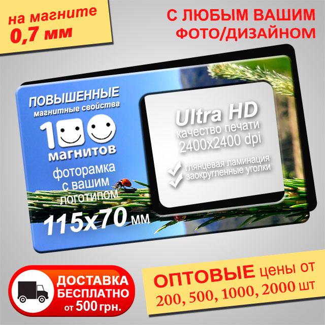 Магнітна фоторамка на холодильник. Розмір 115х70 мм. Товщина 0,7 мм