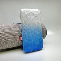 Чехол для Samsung J500 / J5 (2015) силиконовый противоударный блестящий Glitter Gradient Case синий