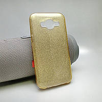 Чехол для Samsung J500 / J5 (2015) силиконовый противоударный блестящий Glitter Case золотой