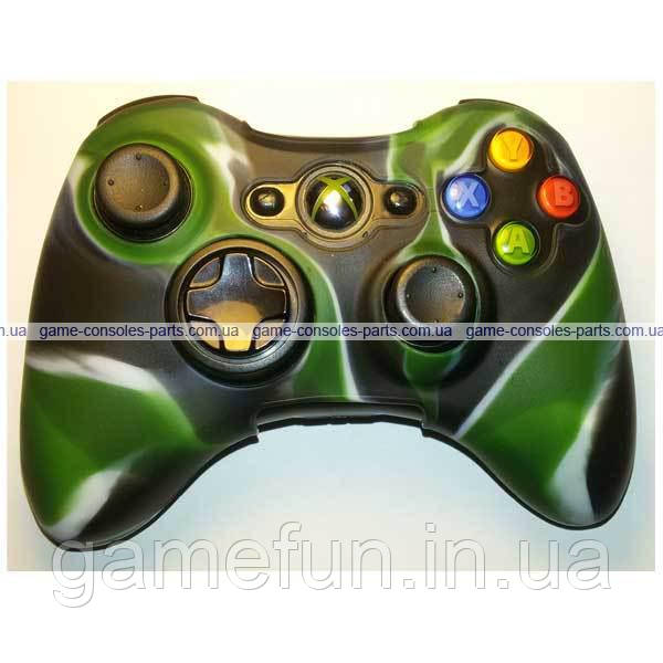 Силіконовий чохол для джойстика Xbox 360 (камуфляж) (Green-black), фото 1