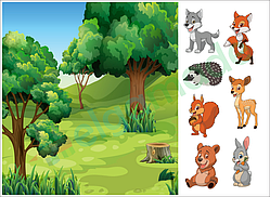 Фетр з принтом ІГРОВИЙ ФОН ЛІС, 22x30 см, корейський жорсткий 1.2 мм