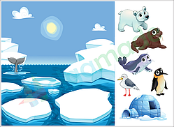 Фетр з принтом ІГРОВИЙ ФОН ПІВНІЧНИЙ ПОЛЮС, 22x30 см, корейський жорсткий 1.2 мм