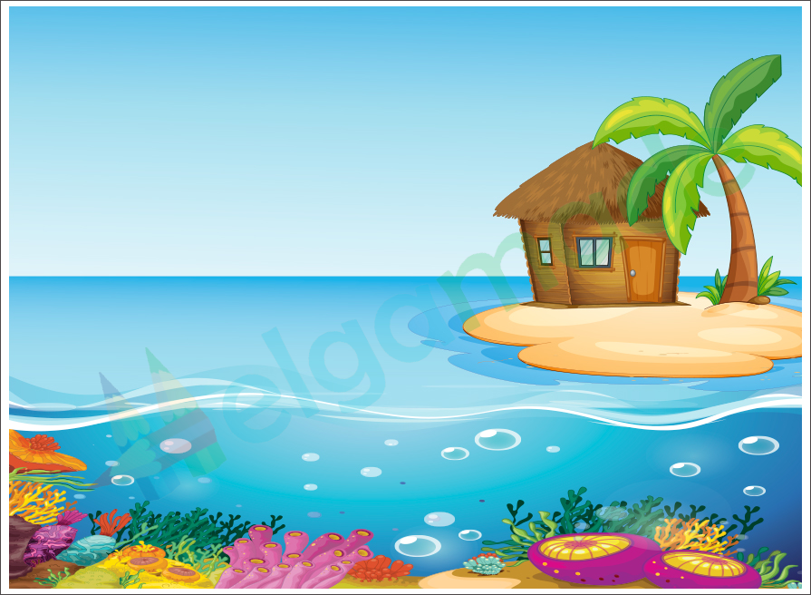 Фетр з принтом ФОН МОРЕ І ОСТРІВ, 22x30 см, корейський жорсткий 1.2 мм, фото 1