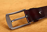 Шкіряний ремінь чоловічий з натуральної шкіри. Чоловічий ремінь пояс для джинсів DWTS Коричневий, фото 8
