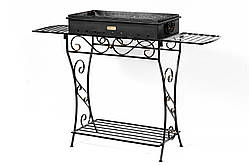 Мангал кований садовий зі знімними коробом (сталь 2 мм) і бічними полицями М33-2