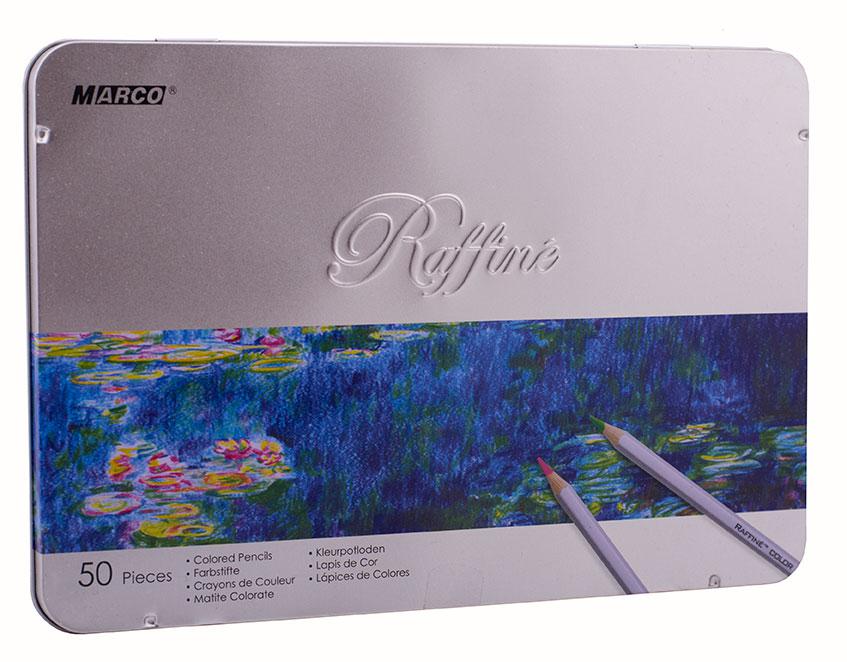 Набір кольорових олівців Marco Raffine 50 кольорів в металевий пенал 7100-50TN