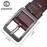 Ремінь чоловічий шкіряний COOLERFIRE модель 3 (коричневий), фото 5