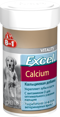 Вітамінно-мінеральна добавка для собак 8in1 Excel Calcium (Ексель Кальцій) 155шт