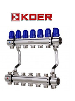 Колекторний блок із термостатичними клапанами Koer KR.1100-07 1”x7 WAYS