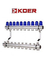 Колекторний блок з термостатичними клапанами Koer KR.1100-10 1"x10 WAYS