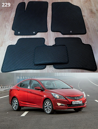 Килимки ЄВА в салон Hyundai Accent (Solaris) '14-17 рестайлінг, фото 2