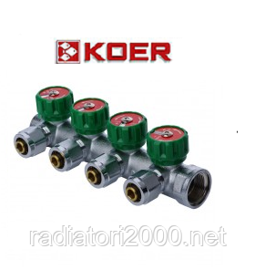 Koer 1121-4 3/4"x4 WAYS колектор вентильний із фітингом