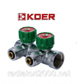 Koer 1122-2 1" x2 WAYS колектор вентильний із фітингом