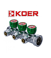 Koer 1122-3 1"x3 WAYS колектор вентильний із фітингом