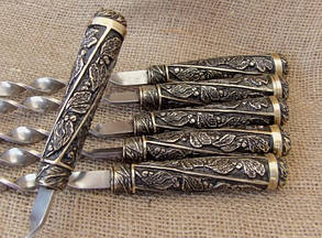 Подарунковий набір шампурів із бронзовими ручками "Лукомор'є", фото 2