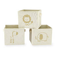 Кошик для іграшок Koala Baby 3 Pack Canvas Bins — Gold Foil Animals
