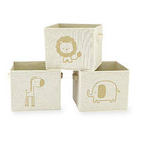 Кошик для іграшок Koala Baby 3 Pack Canvas Bins — Gold Foil Animals