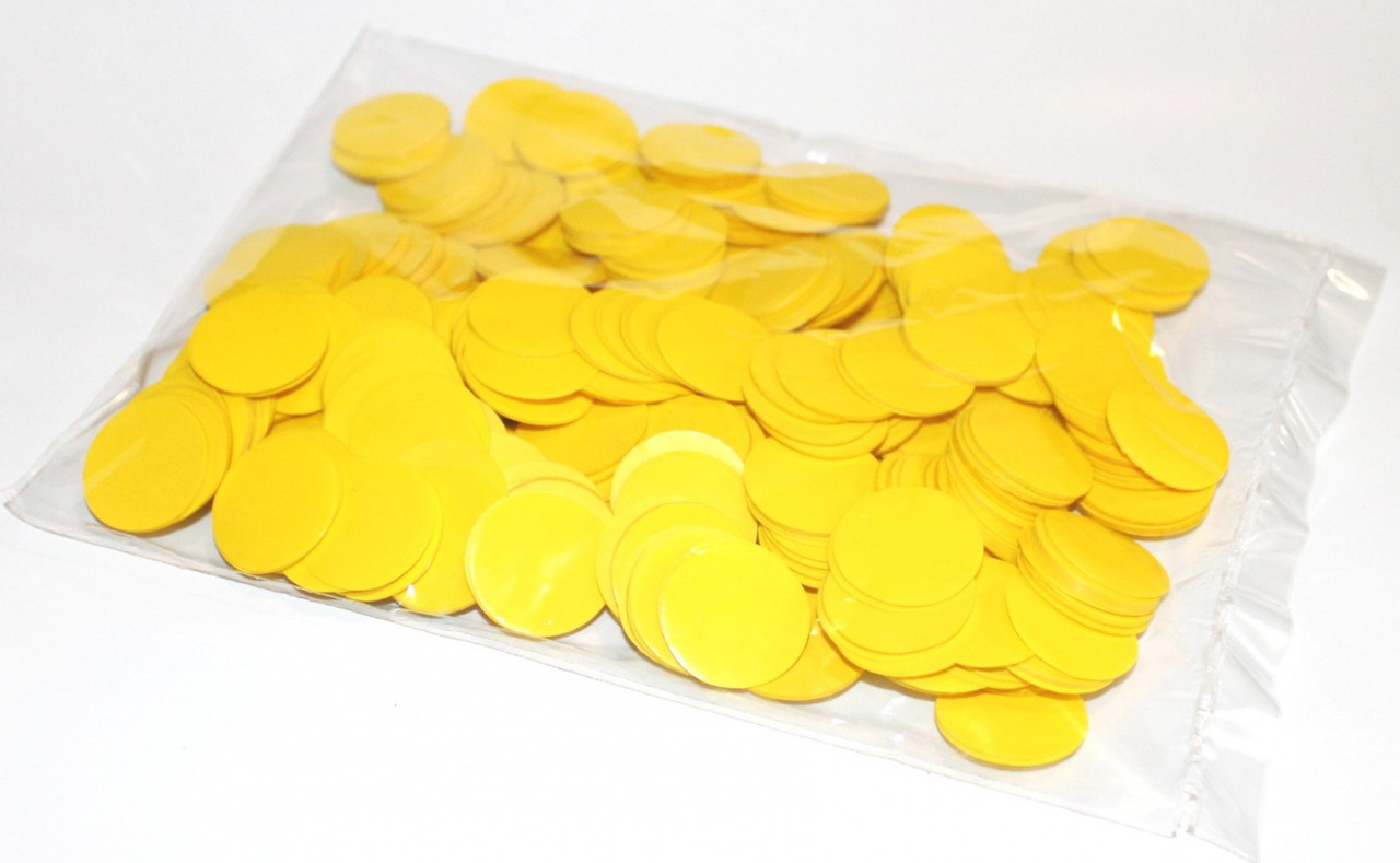 Конфеті кружечки 23 мм жовтий. Вага: 250 г.