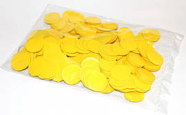 Конфеті кружечки 23 мм жовтий. Вага: 50 г.