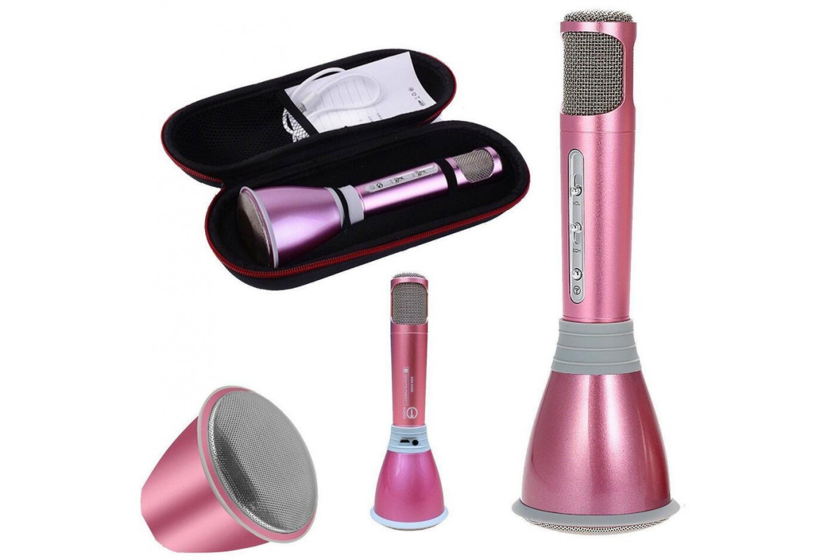 Бездротовий мікрофон-караоке KTV-K068 рожевий, золотий, фото 1