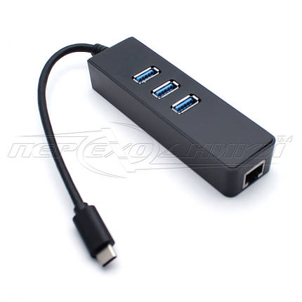 Адаптер USB 3.1 Type-C to 3xUSB 3.0 + RJ45 Gigabit Ethernet LAN, фото 2