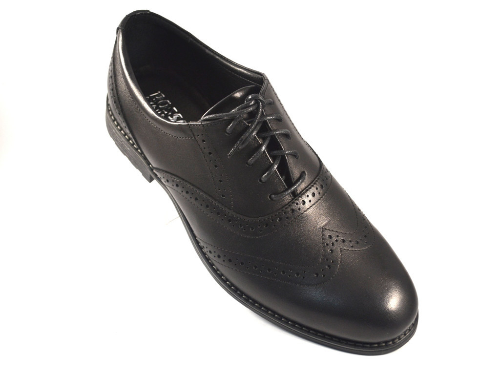 Мужская Обувь Больших Размеров Туфли Броги Черные Кожаные Демисезонные ...