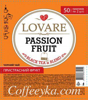 Чай чорний китайський із фруктами, пелюстками квітів і ароматом персика Lovare Фрукт пристрасті 50*2 г пакетовані