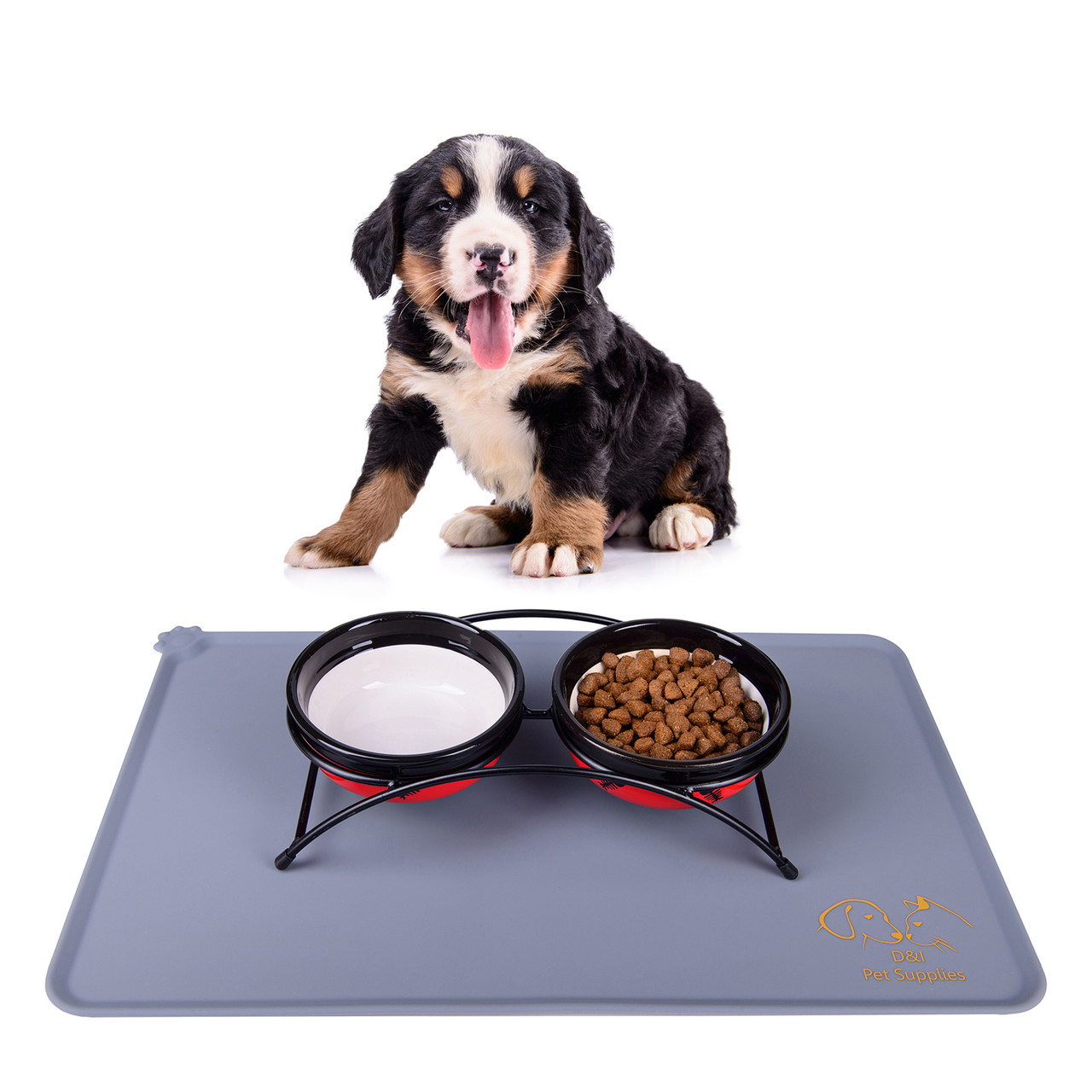 Силіконовий антиковзаючий килимок під миски D&I Pet Supplies 48 х 30 см сірий
