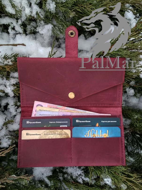 Гаманець гаманець, портмоне "CRAZY5" ручної роботи, натуральна шкіра, на кнопці